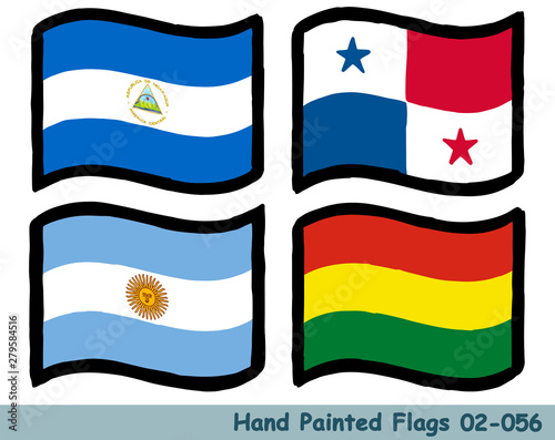 手描きの旗アイコン ニカラグアの国旗 パナマの国旗 アルゼンチンの国旗 ボリビアの国旗 Flag Of The Nicaragua Panama Argentina Bolivia Hand Drawn Isolated Vector Icon Buy This Stock Vector And Explore Similar Vectors At Adobe Stock Adobe Stock