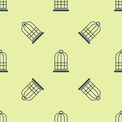 Blue Cage for birds icon isolated seamless pattern on white background. Vector Illustration