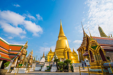 grand palace emerald buddhist temple with gold pagoda