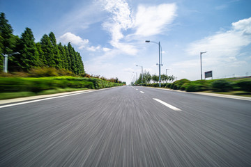 empty road with city skyline