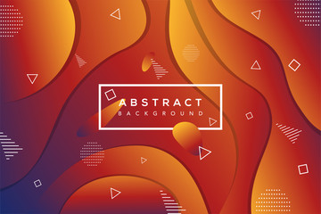 Poster - gradient red to orange modern geometric background. wave fluid shapes composition. abstract wallpaper designs applicable for flyer, web, card, annual report. 