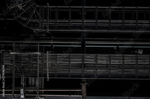 Industrial Exposed Ceiling With Timber Boards Steel Beams