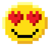 Fototapeta Panele - An emoji emoticon face icon in a pixel art 8 bit video game style