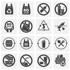 Poster - Plastic related icons set on background for graphic and web design. Simple illustration. Internet concept symbol for website button or mobile app.