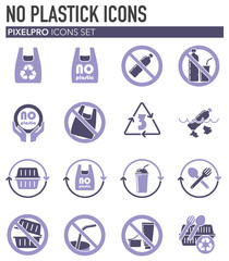 Poster - Plastic related icons set on background for graphic and web design. Simple illustration. Internet concept symbol for website button or mobile app.