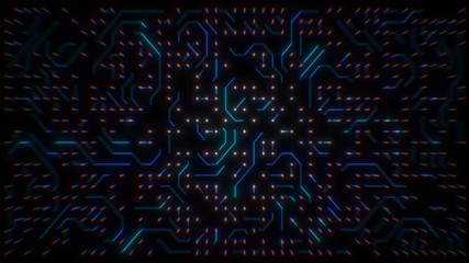 Poster - Big data center lights and cable connections on network servers. Abstract circuit computer connect background movement, concept of future technology and information communication.