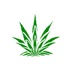   green leaf of cannabis. Flat illustration, mock up