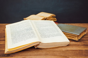 open book on wooden table