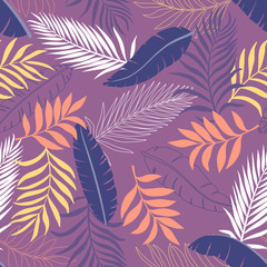  Tropikalny tło z liści palmowych. Kwiatowy wzór. Ilustracja wektorowa lato Płaski nadruk w dżungli