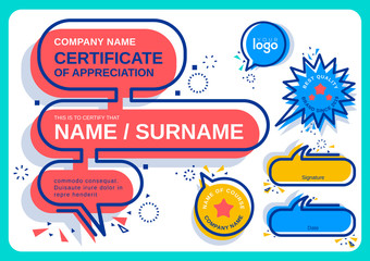 Wall Mural - Certificate of appreciation template. modern colorful with black line graphic background.
