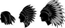 Native Indian Male Head, Silhouettes