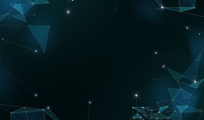 Aufkleber - Blockchain network. Abstract connected dots on black background