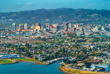 Sticker - Aerial view of Oakland, CA from the bay