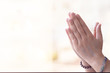 Hands Anjali mudra, is a common way of greeting in most Asian countries and also it is associated with spirituality and aids in meditation.Copy space