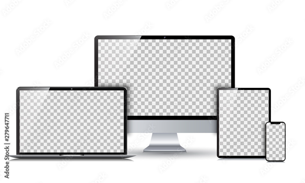Set technology devices with empty display - vector - obrazy, fototapety, plakaty 