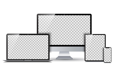 Poster - Set technology devices with empty display - vector