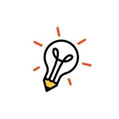 Poster - pencil bulb lamp idea think creative logo vector icon illustration