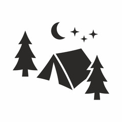 Wall Mural - forest camp, tent icon