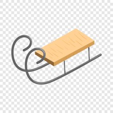 Wooden Sled Icon In Cartoon Style Isolated On Background For Any Web Design