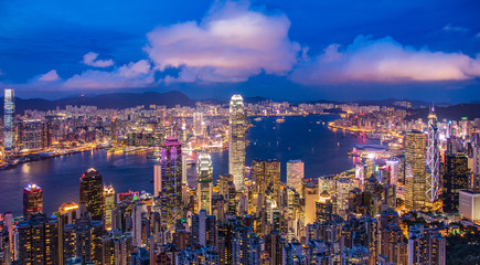 Wall Mural - Hong Kong night view from the Victoria Peak