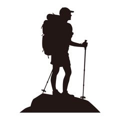 Wall Mural - backpacker silhouettes