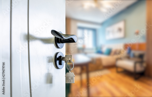 Open Door With Keys Key In Keyhole Buy This Stock Photo And