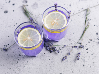 Wall Mural - lavender summer lemonade with lemon . a refreshing summer drink.