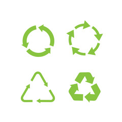 Aufkleber - Recycle icon set template color editable. Recycle symbol pack vector sign isolated on white background. Simple logo vector illustration for graphic and web design.