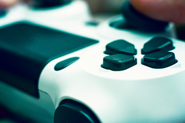 Poster - Top view of a hands with gamepad. Gaming concept.