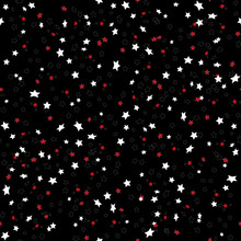 Repeated Red And Black Stars Cute Seamless Pattern For Kids. Red, Black Colors. Vector Illustration.