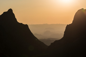 Wall Mural - sunset at the window in big bend national park in texas.
