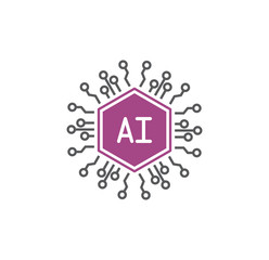Poster - Artificial Intelligence Ai related icon on background for graphic and web design. Simple illustration. Internet concept symbol for website button or mobile app.