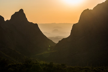 Wall Mural - sunset at the window in big bend national park in texas.
