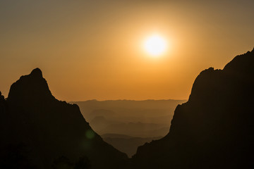 Wall Mural - sunset at the window in big bend national park in texas.