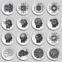 Poster - Artificial Intelligence Ai related icons set on background for graphic and web design. Simple illustration. Internet concept symbol for website button or mobile app.