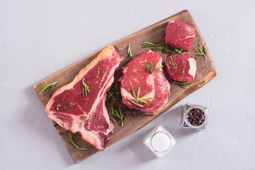 Canvas Print - Variety of raw beef meat steak