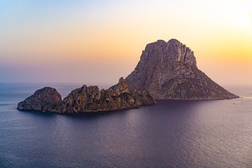 Es Vedra islet sunset in Balearic Islands