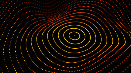 Poster - Abstract dynamic wave of particles. Network of bright points or dots. Big data. Digital background. Spider's web. 4K illustration. 3d rendering.