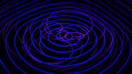Poster - Abstract dynamic wave of particles. Network of bright points or dots. Big data. Digital background. Spider's web. 4K illustration. 3d rendering.
