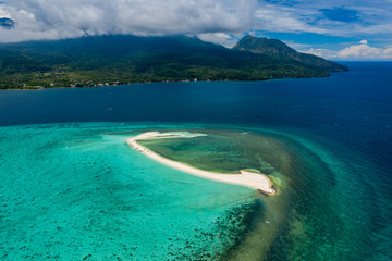 Wall Mural - Aerial drone view of the sandy White Island off the coast of Camiguin in the Philippines