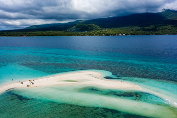 Wall Mural - Aerial drone view of the sandy White Island off the coast of Camiguin in the Philippines