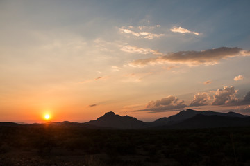 Wall Mural - landscape view of big bend national park during the sunset in texas.