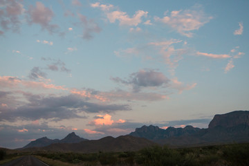 Wall Mural - landscape view of big bend national park during the sunset in texas.