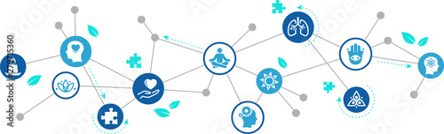 Fotografía mindfulness / meditation / relaxation concept – connected icons related to mindf