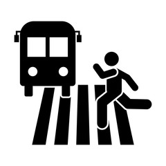 Man bus way running pictogram icon