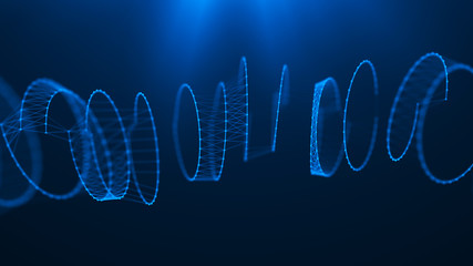 Poster - Geometric shape for design. Sound wave. The torus consisting of points. 3d rendering. Data array visual concept. Equalizer for music.