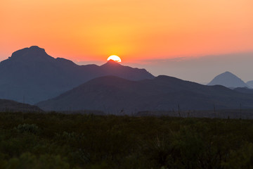 Wall Mural - landscape view of big bend national park during the sunset in texas.