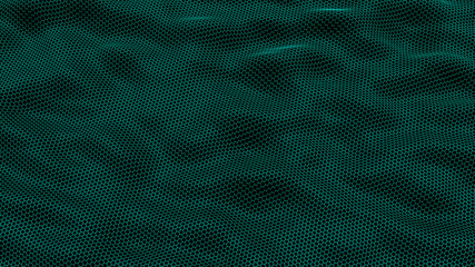 Fototapete - Abstract dynamic wave of connected lines on dark background. Wave of bright lines. Digital technology background. Big data. 4K illustration. 3d rendering.