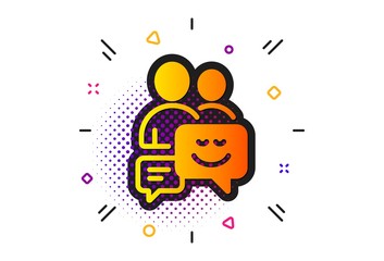 Poster - Human communication symbol. Halftone circles pattern. Group of Men icon. Teamwork sign. Classic flat communication icon. Vector