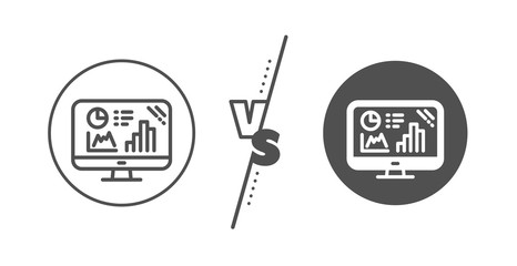 Column chart sign. Versus concept. Analytics graph line icon. Growth diagram symbol. Line vs classic analytics graph icon. Vector